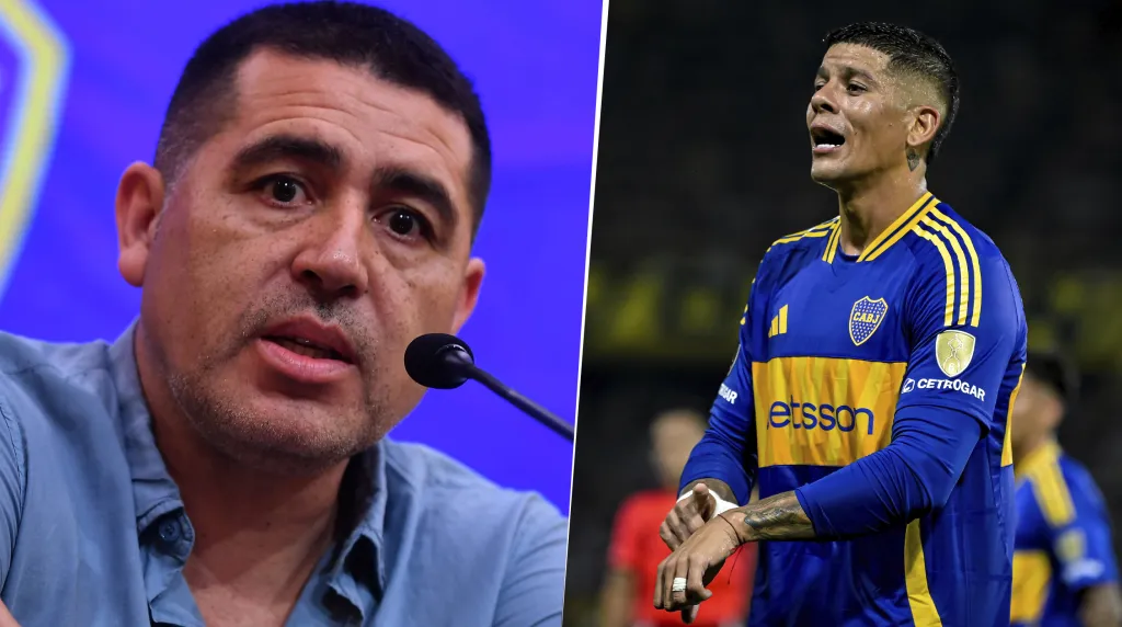 Juan Román Riquelme y Marcos Rojo en Boca (Getty Images)