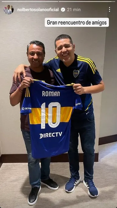 Nolberto Solano junto a Juan Román Riquelme (Instagram)