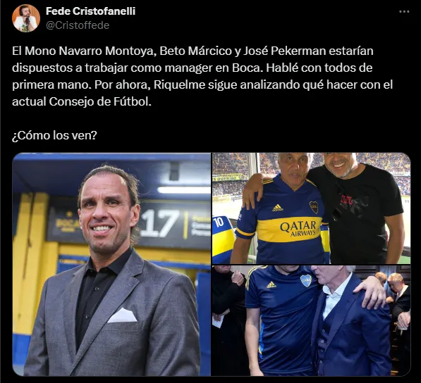 Los tres candidatos a ser mánager de Boca. (Captura)