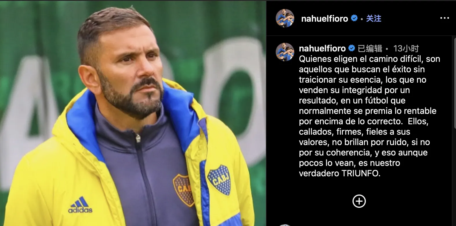El mensaje de Nahuel Fioretti en Instagram