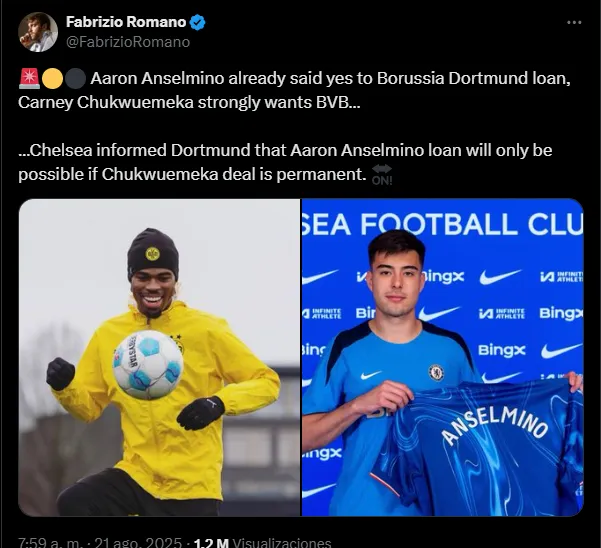 Anselmino, con chances de jugar en el Borussia Dortmund. (Captura)