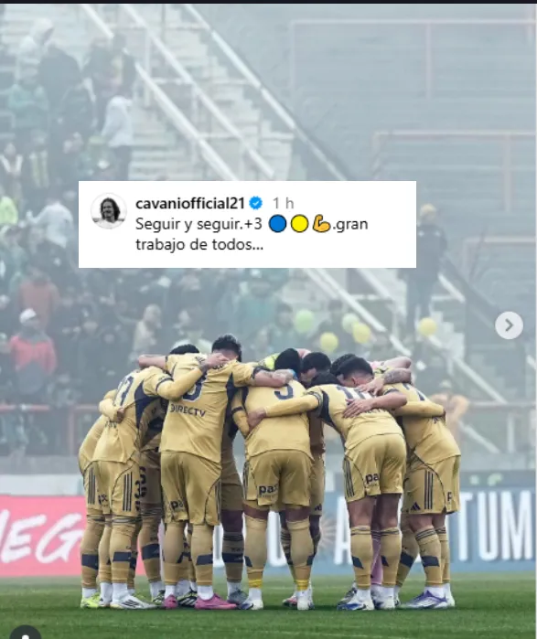 La publicación de Cavani tras el triunfo de Boca. (Instagram)