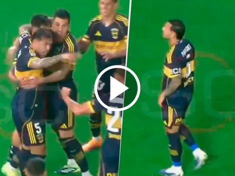 No se vio en TV: el gesto de Paredes a Barinaga después del primer gol de Boca