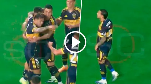 Paredes felicitó a Barinaga en el primer gol de Boca.