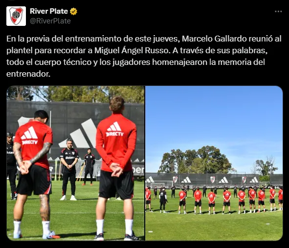 River honró la memoria de Miguel Ángel Russo. (Captura)