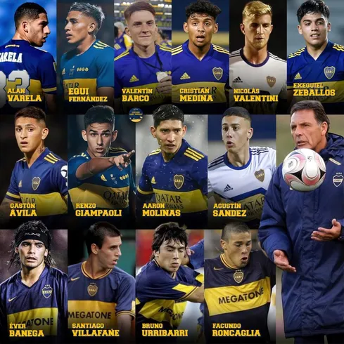 Los 14 jugadores que debutaron con Russo como DT de Boca. Foto: Reserva Boca Juniors