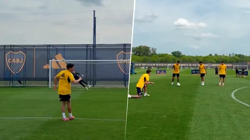 Los jugadores de Boca compitieron entre sí en Ezeiza.