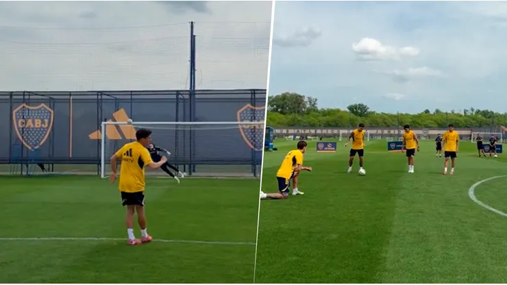 Los jugadores de Boca compitieron entre sí en Ezeiza.