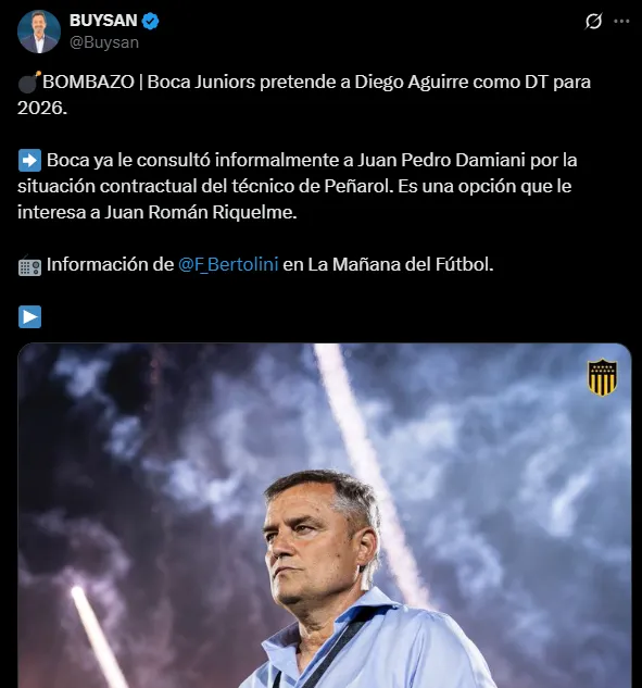 Riquelme, interesado en Diego Aguirre. (Captura)