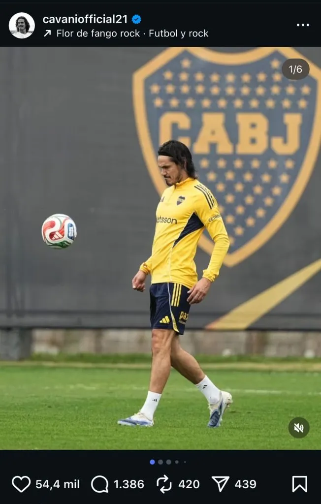 El posteo de Cavani en Instagram. (Captura)