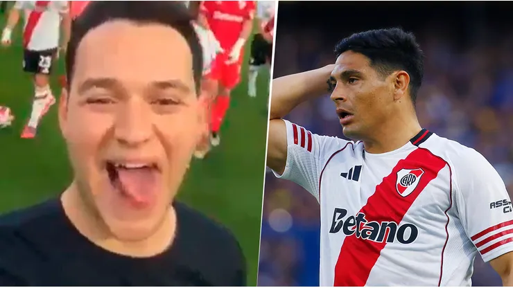 Salas golpeó a un hincha de Boca que se había metido al campo de juego.
