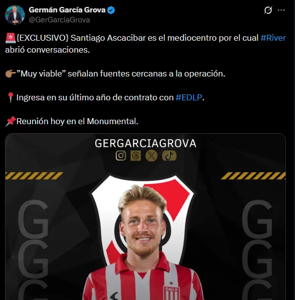 River, interesado en Ascacibar. (Captura)