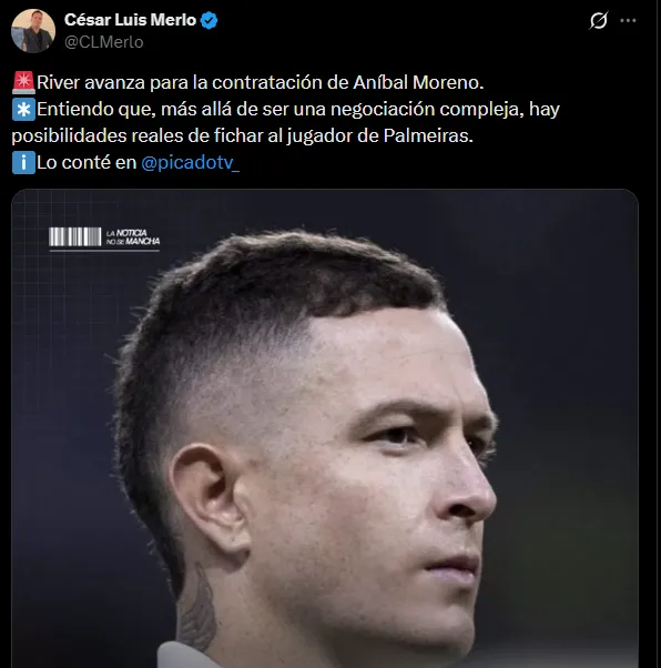 River avanza por Aníbal Moreno. (Captura)