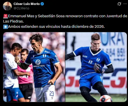 El lateral juega en el fútbol uruguayo.