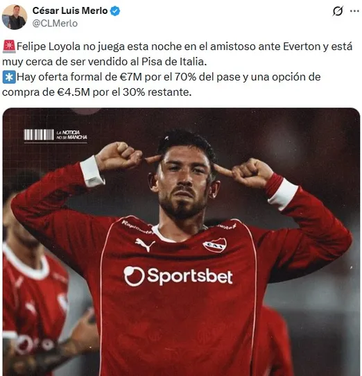 Loyola jugará en el fútbol italiano.