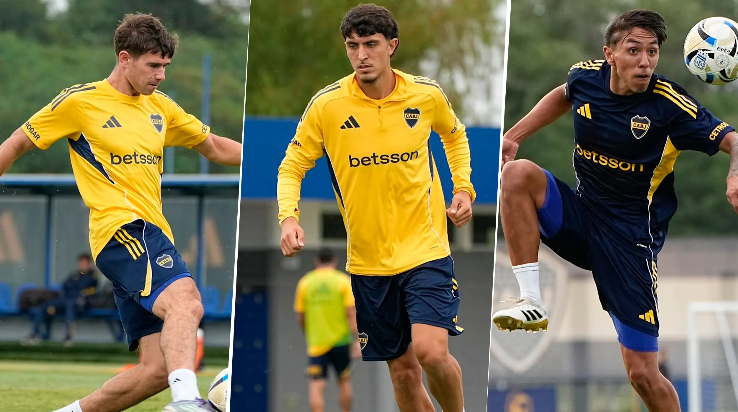 Dalmasso, Mendia y Ruiz, los únicos juveniles que entrenan con la Primera. (Boca Oficial)