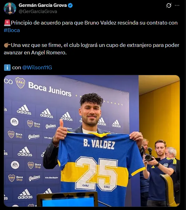 Bruno Valdez no seguirá en Boca. (Captura)