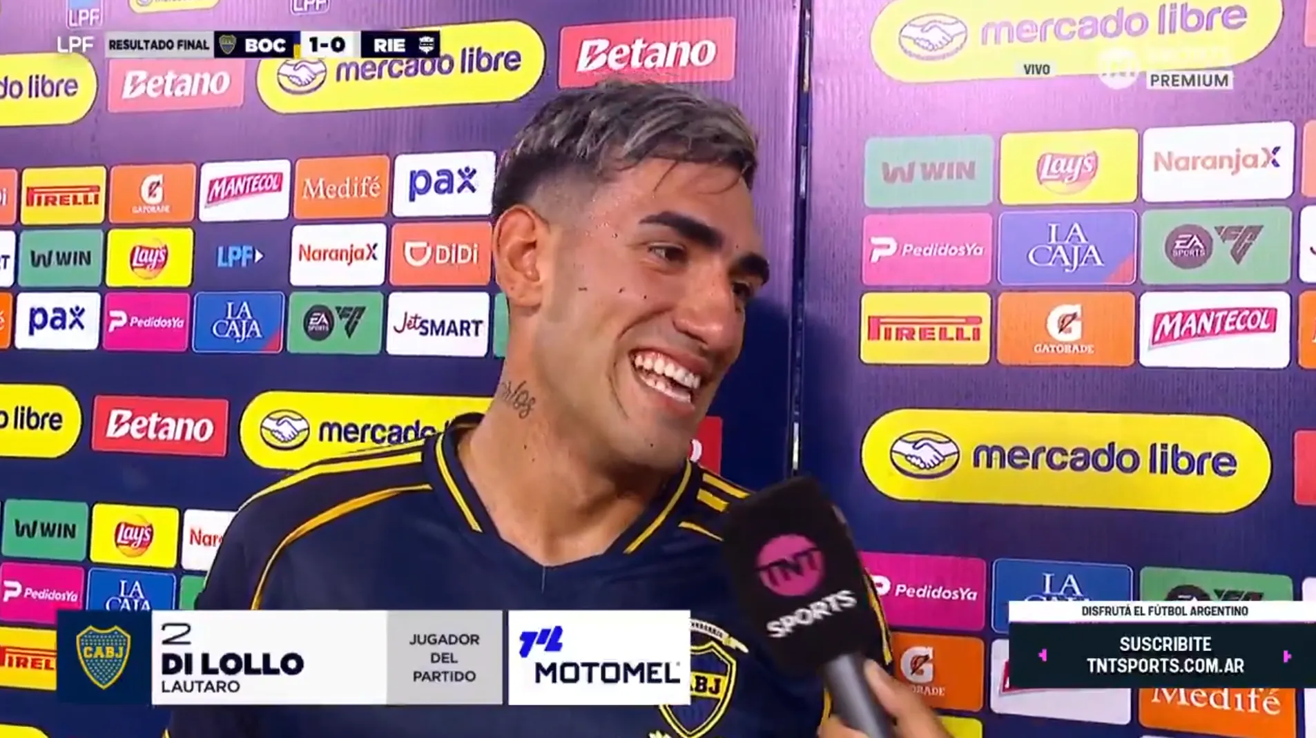 Di Lollo habló tras la victoria de Boca. (TNT Sports)