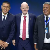 Riquelme se mostró con Tapia, Infantino y Domínguez: el motivo