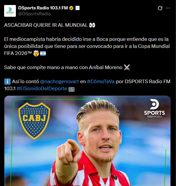 Ascacibar quiere ir al Mundial. (Captura)