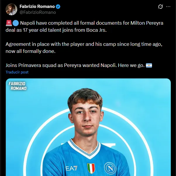Pereyra, nuevo jugador del Napoli. (Captura)