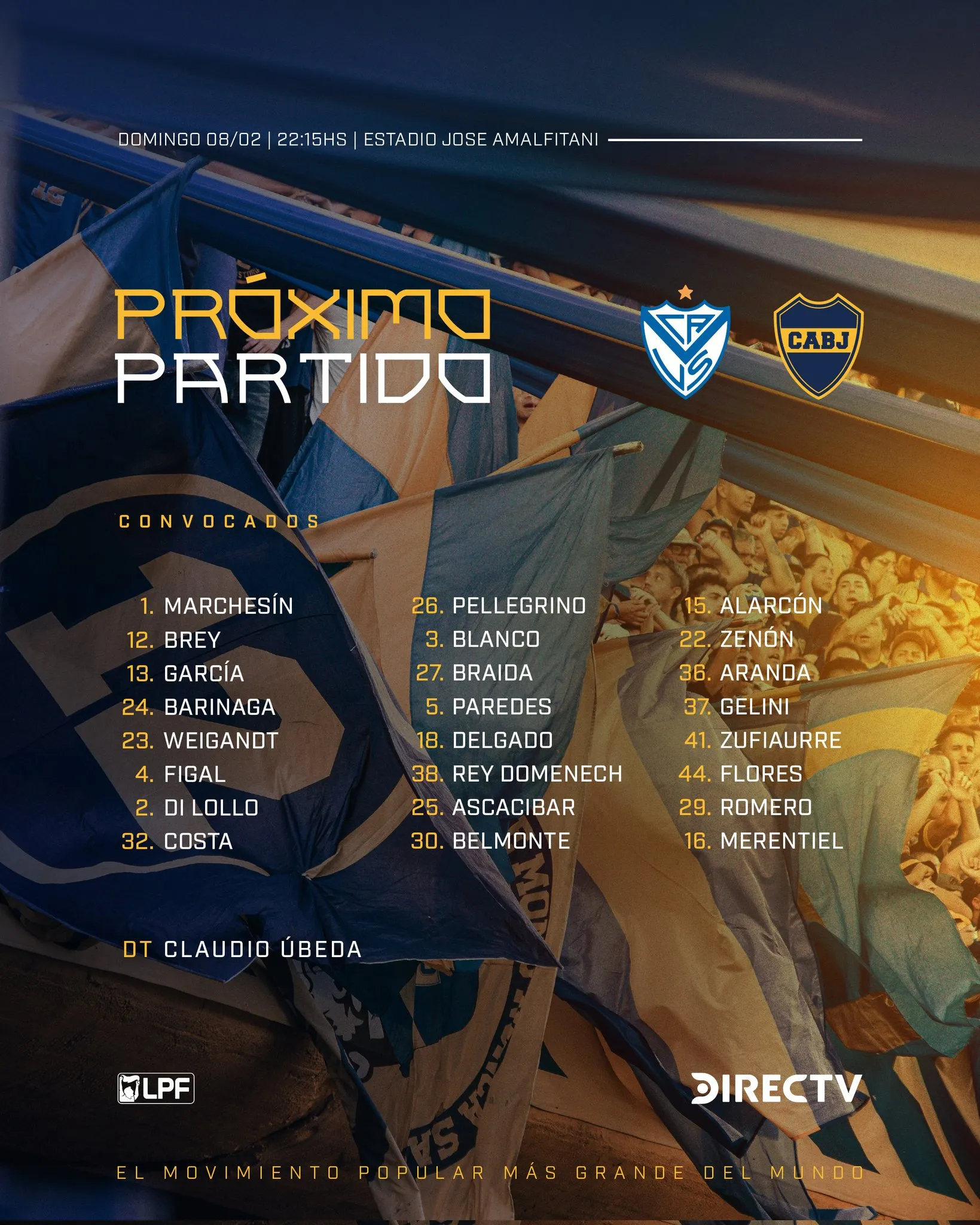 Los convocados vs. Vélez. (Boca Oficial)
