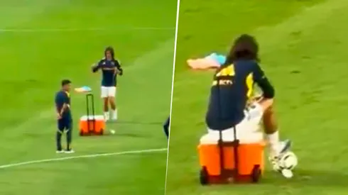 El video de Cavani en el calentamiento de Boca que generó enojo en los hinchas.