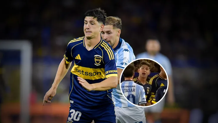 El cruce entre Belmonte y un jugador de Racing.