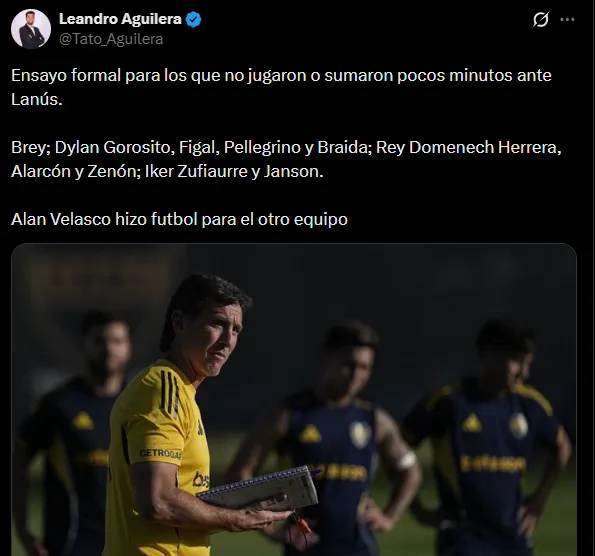 El equipo de Úbeda en la práctica de Boca. (Captura)