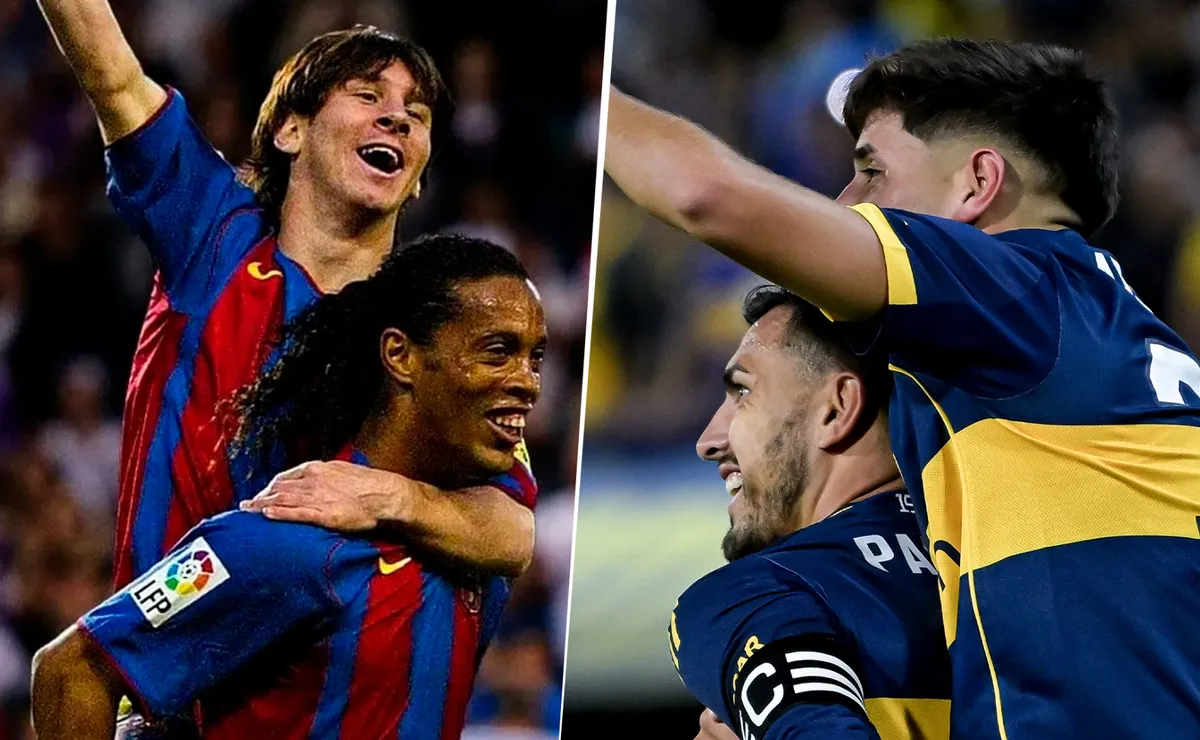 Comparación viral: el gesto de Paredes con Aranda que recordó a uno de Ronaldinho con Messi