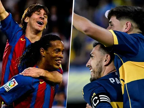 Comparación viral: el gesto de Paredes con Aranda que recordó a uno de Ronaldinho con Messi