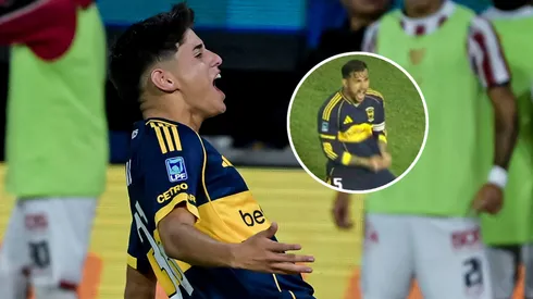 El festejo efusivo de Paredes por el primer gol de Aranda en Boca.