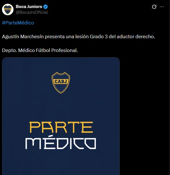 La lesión de Marchesín en Boca. (Captura)