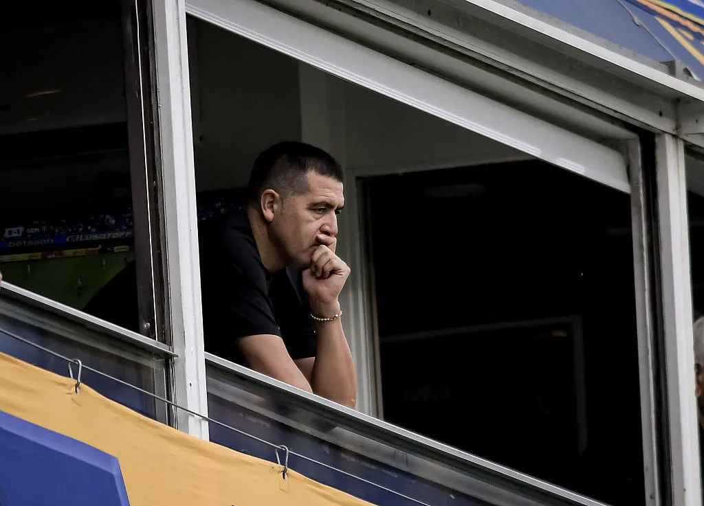 BUENOS AIRES, ARGENTINA – FEBRUARY 28: Juan Roman Riquelme, president of Boca Juniors looks on during a Torneo Apertura 2026 match between Boca Juniors and Gimnasia y Esgrima Mendoza at Estadio Alberto J. Armando on February 28, 2026 in Buenos Aires, Argentina. (Photo by Marcelo Endelli/Getty Images)