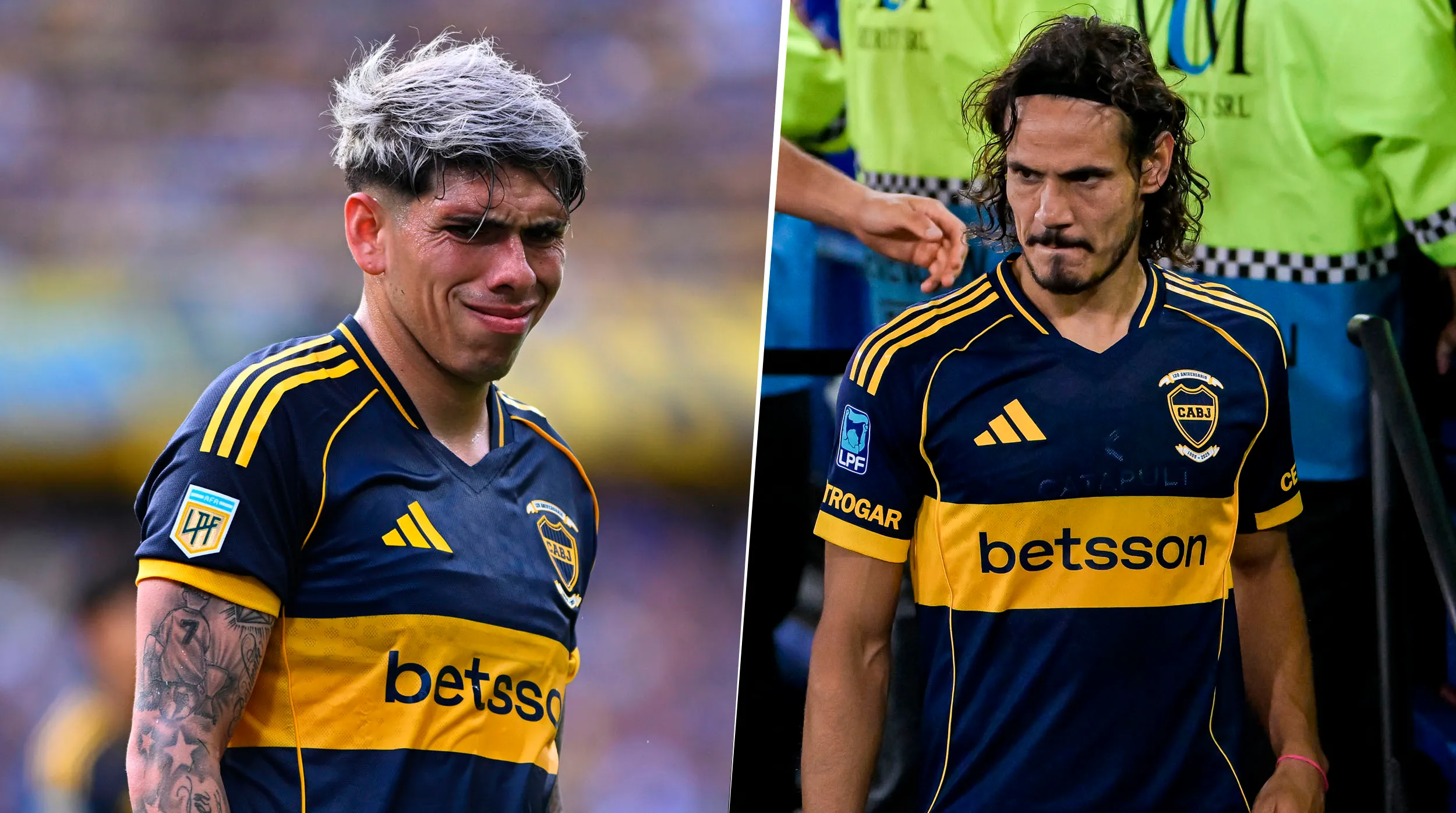 Palacios y Cavani, lesionados en Boca. (Getty)