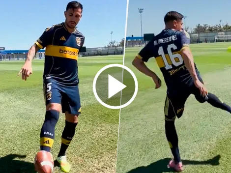 El divertido mano a mano entre Paredes y Merentiel: jueguitos con pelotas de tenis y fútbol americano