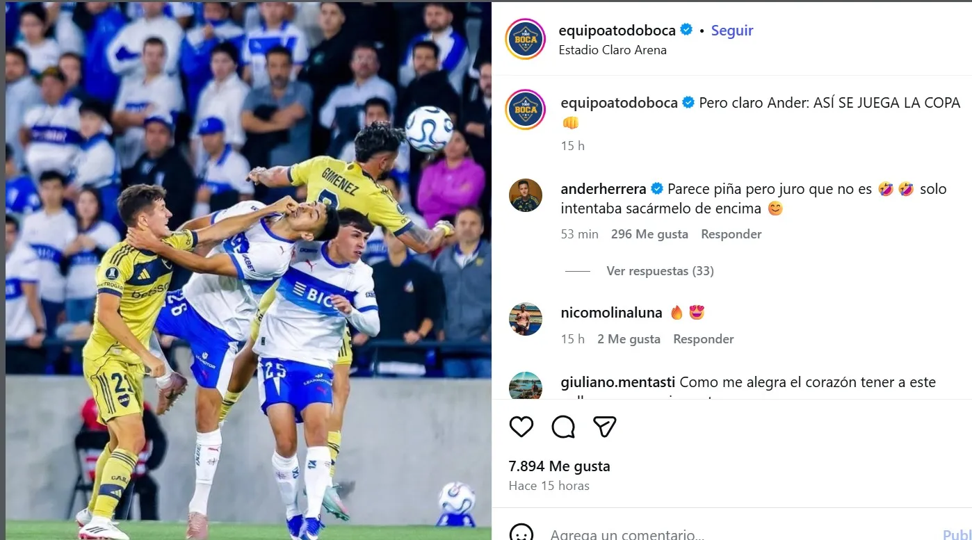 La respuesta de Ander Herrera. (Captura)