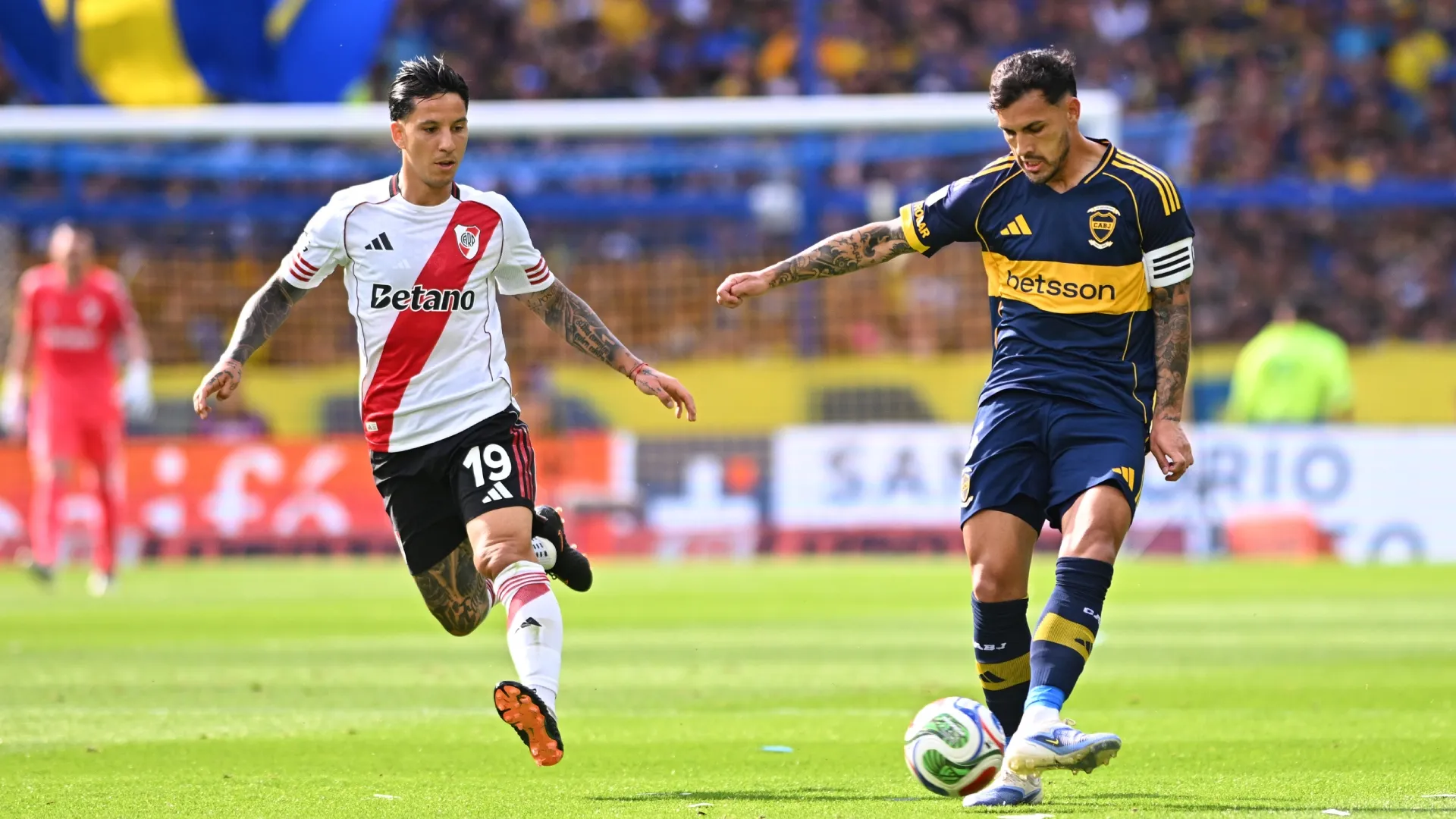 El Superclásico en 2025, la última victoria de Boca en clásicos. Foto: Getty