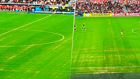 El césped de la cancha de River está en pésimo estado.