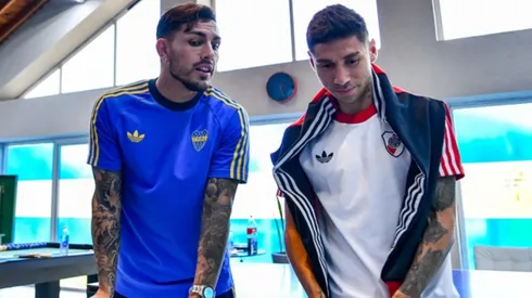Paredes y Montiel fueron dupla de metegol y los otros dos jugadores de Boca que fueron a la conferencia