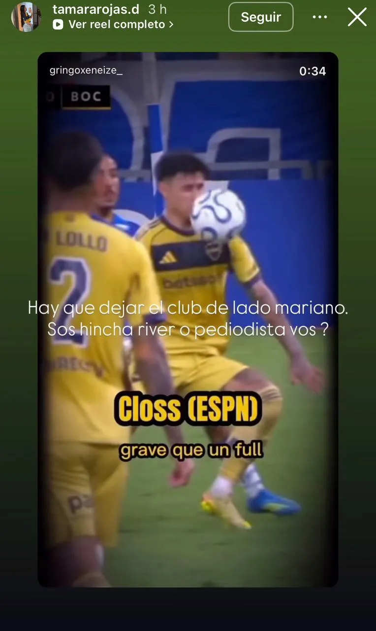 La historia de la pareja de Bareiro para Mariano Closs. (Captura)