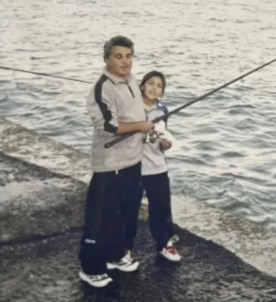Nania junto a Paredes en vacaciones.