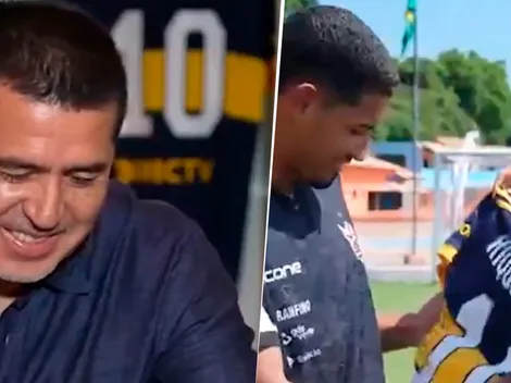 Riquelme conoció a los jugadores brasileños que llevan su nombre: su reacción y un regalo especial