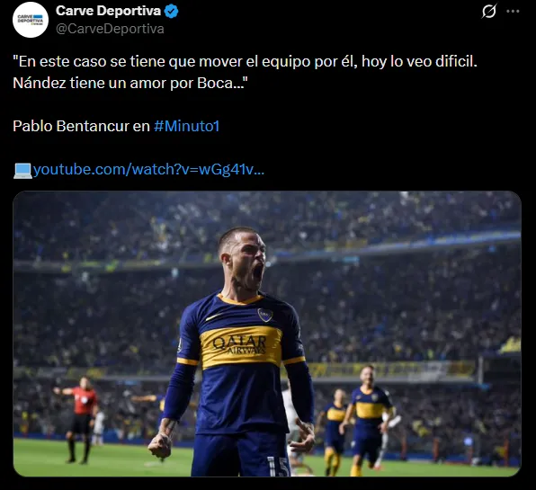 La llegada de Nández a Boca parece difícil de concretarse. (Captura)