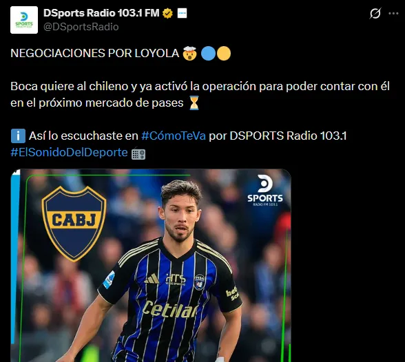 Loyola gusta en Boca. (Captura)