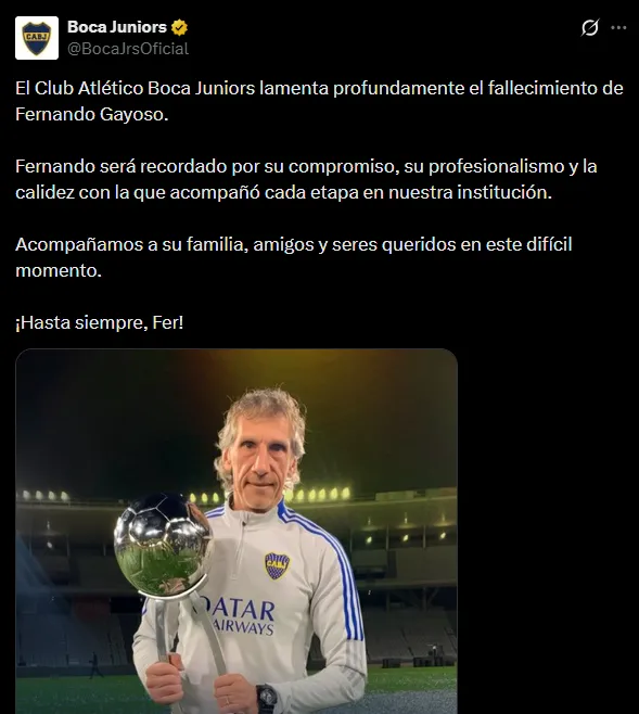 El comunicado de Boca. (Captura)
