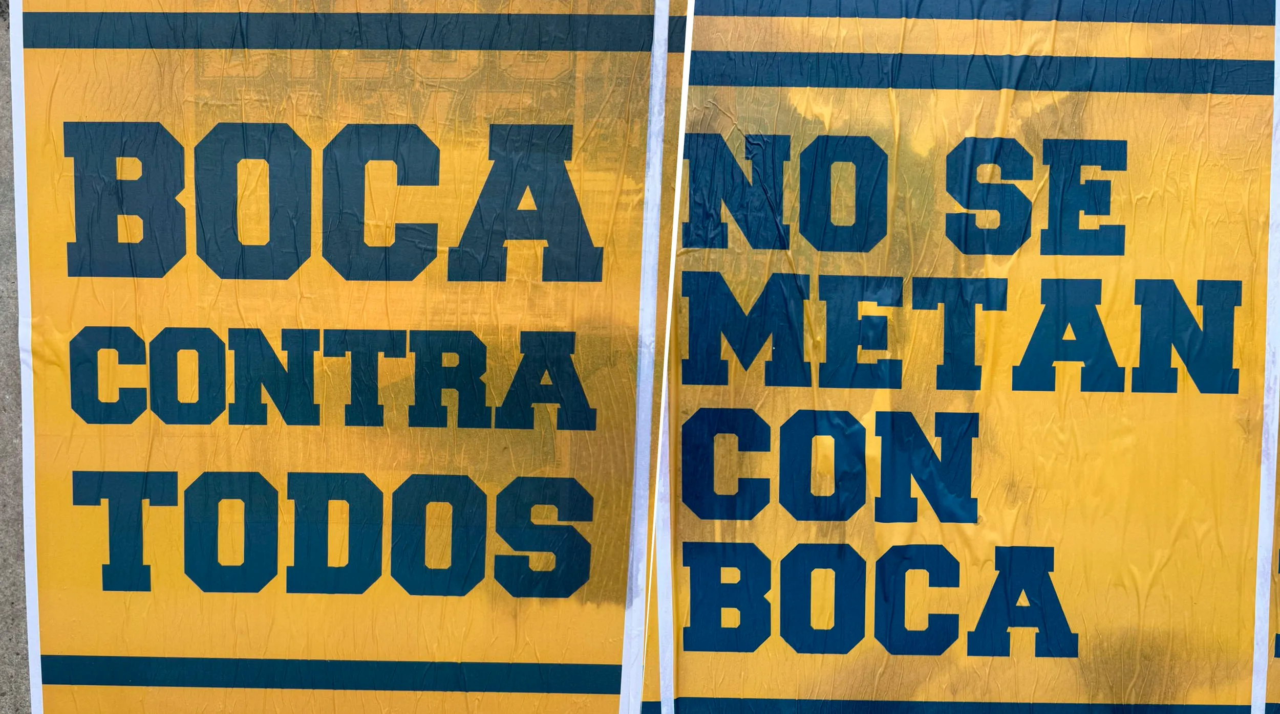 Las frases en La Bombonera.
