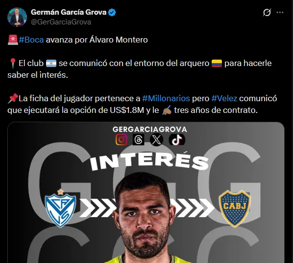 Riquelme quiere a Montero en Boca. (Captura)