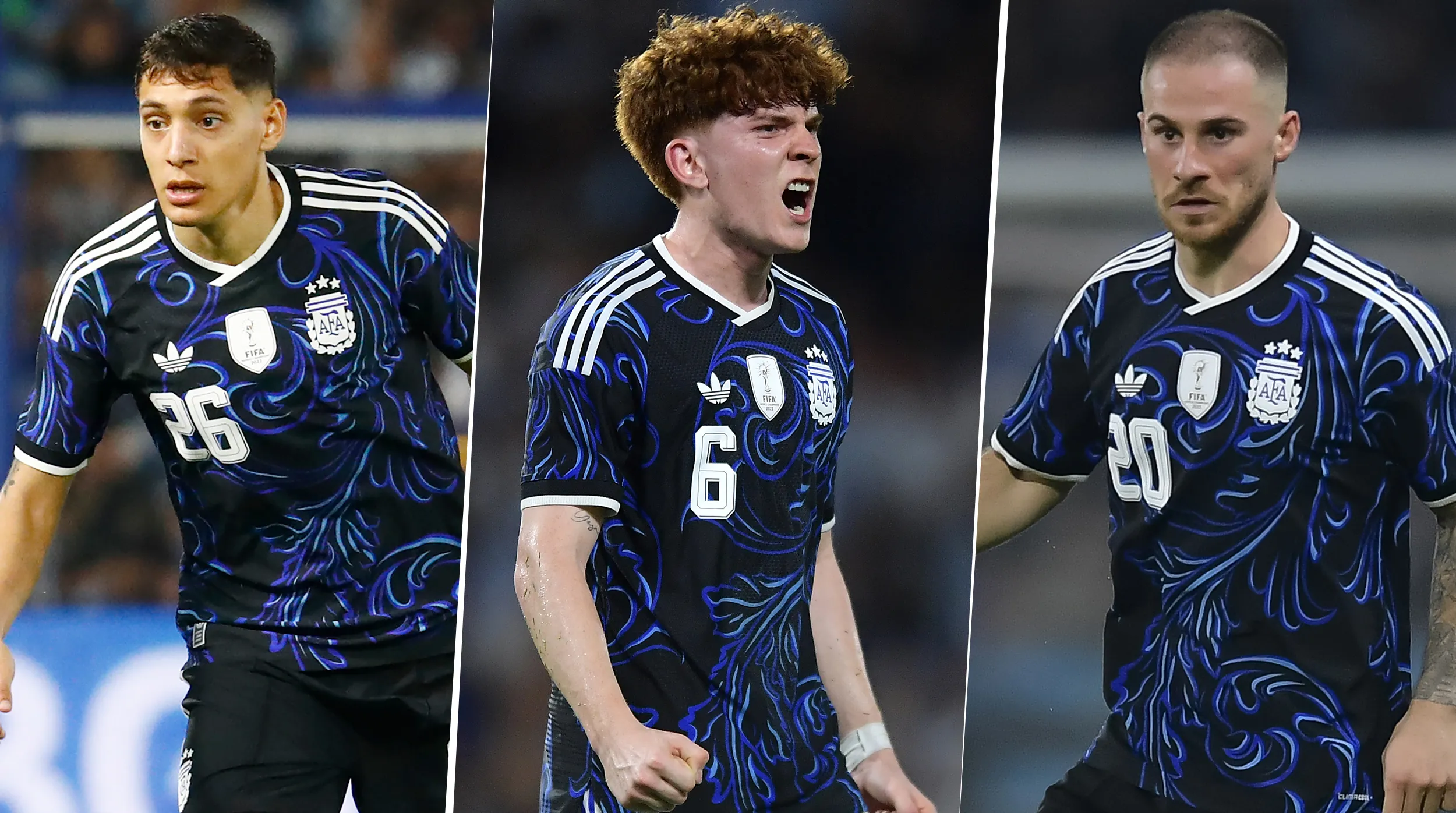 Molina, Barco y Mac Allister con la Selección Argentina. (Getty)