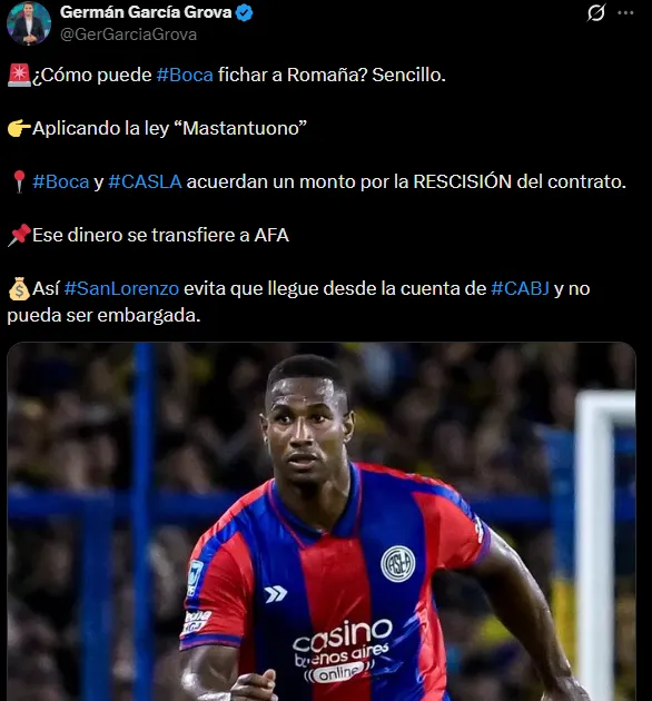 Boca apunta a Romaña. (Captura)